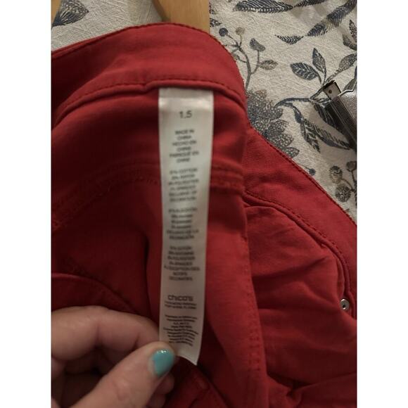 Chico's Pants So Slimming Women’s Slim Ankle Size 1 .5 (10)Casual Work Dress Red - Picture 5 of 5